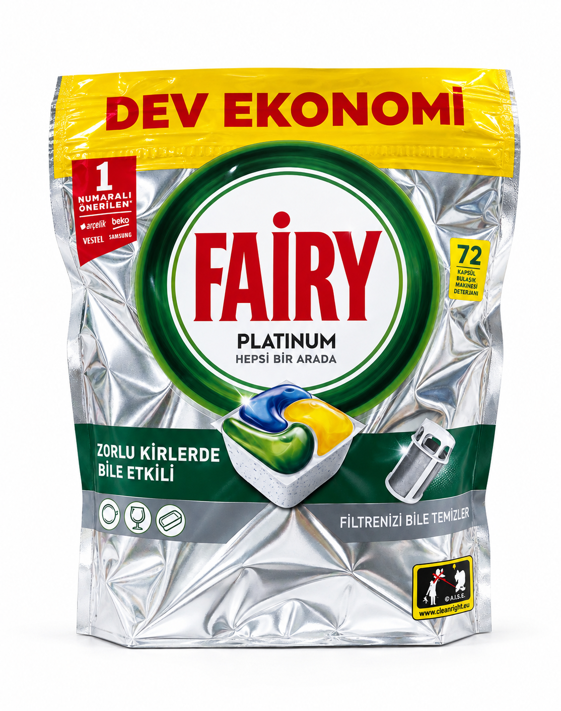 قرص ماشین ظرفشویی فری پلاتینیوم Fairy Platinum بسته ۷۲ عددی